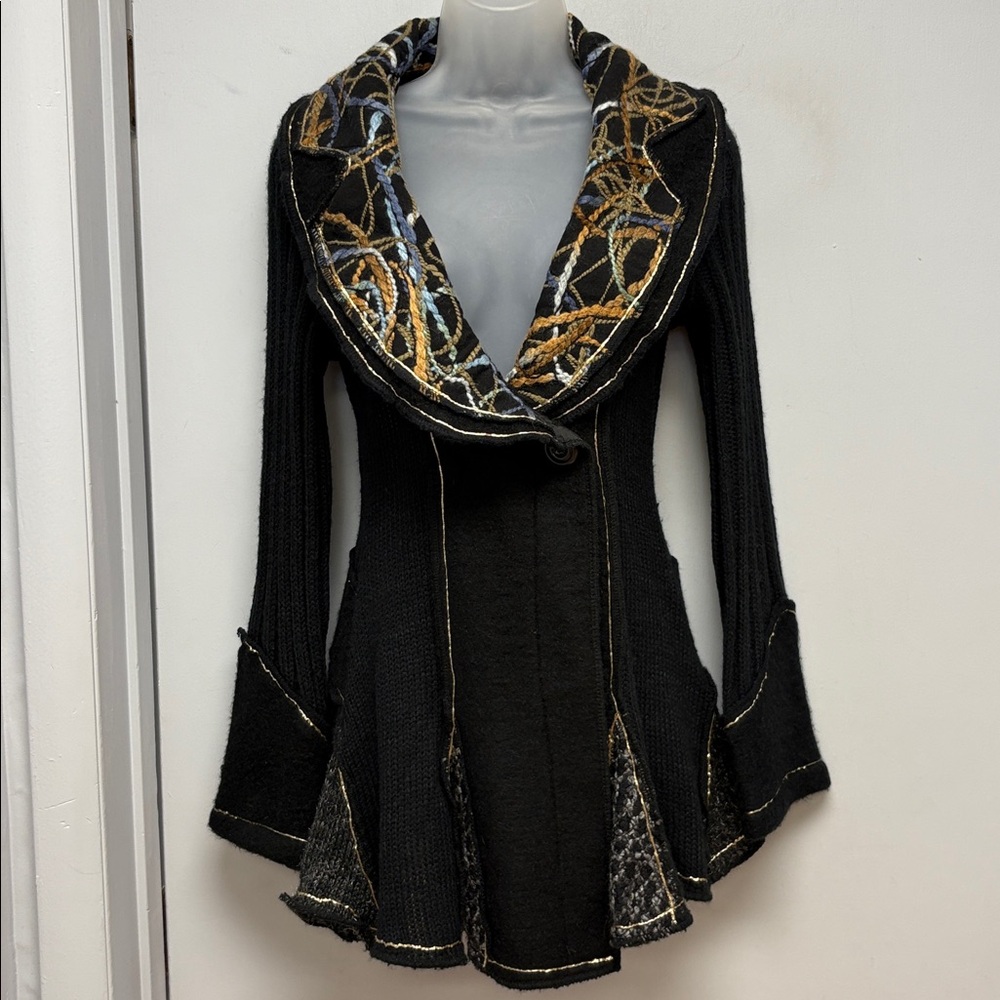 Sioni Mixed Knit Shawl Collar Cardigan — Size M